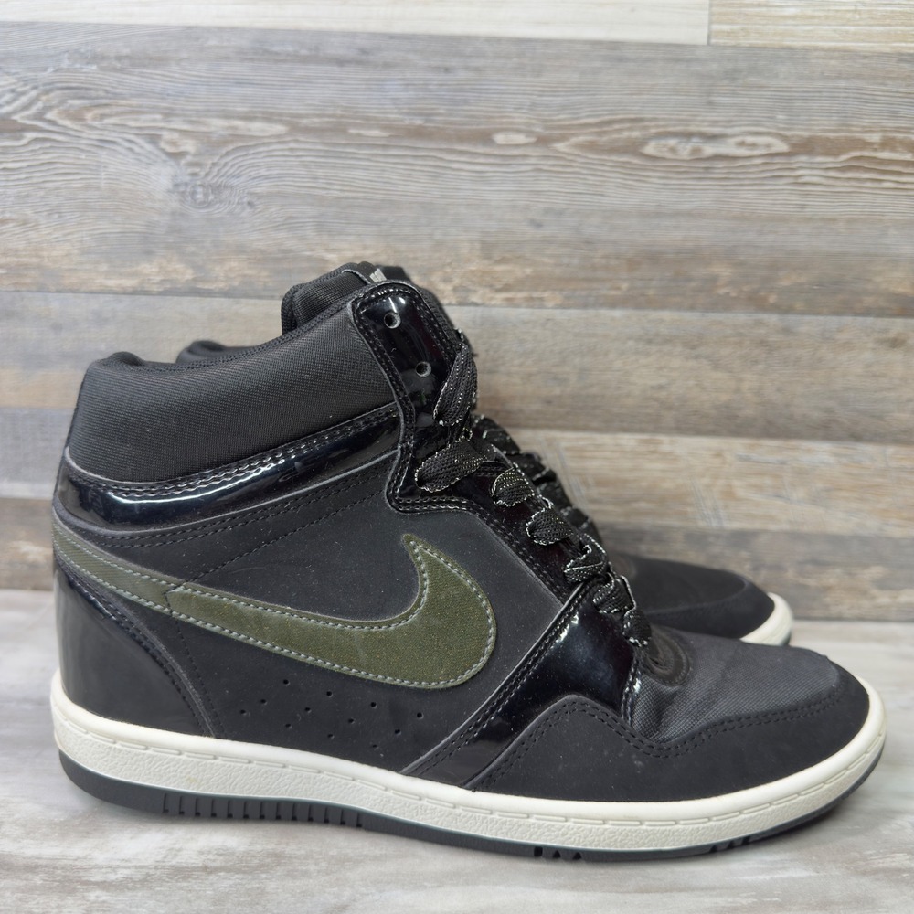 Nike Force Dunk Sky High Women Size 10 Hidden Wedge Sneakers Black Olive